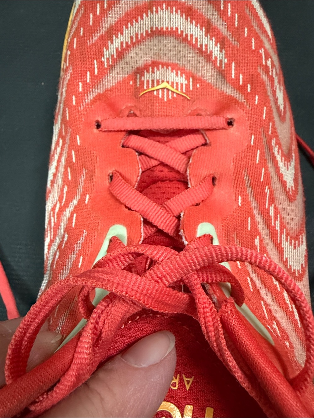 Hoka Men’s Red Athletic Shoes with Yellow Midsole - Picture 12 of 16